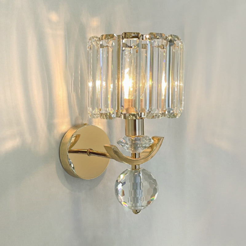 Crystal Geometric Shape Wall Sconces Modern 1 Light Wall Mount Light Fixture in Gold