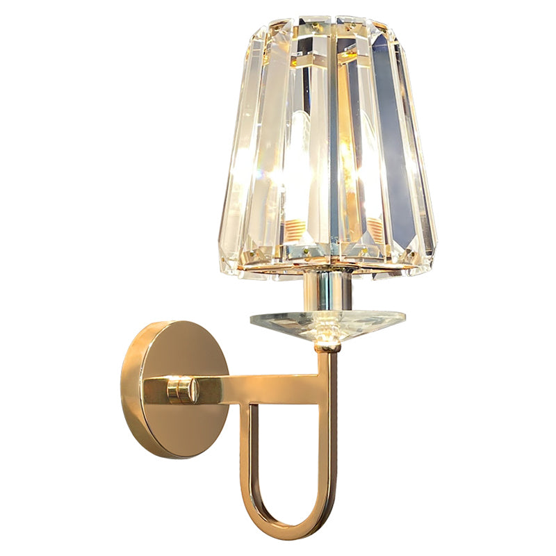 Crystal Geometric Shape Wall Sconces Modern 1 Light Wall Mount Light Fixture in Gold