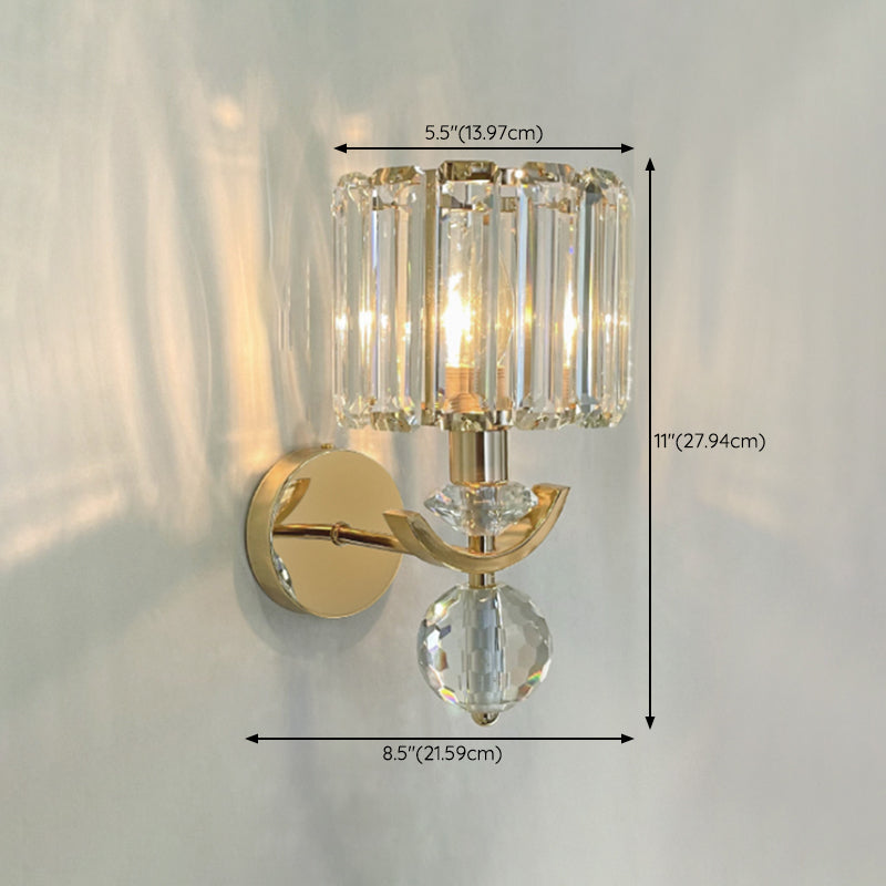 Crystal Geometric Shape Wall Sconces Modern 1 Light Wall Mount Light Fixture in Gold
