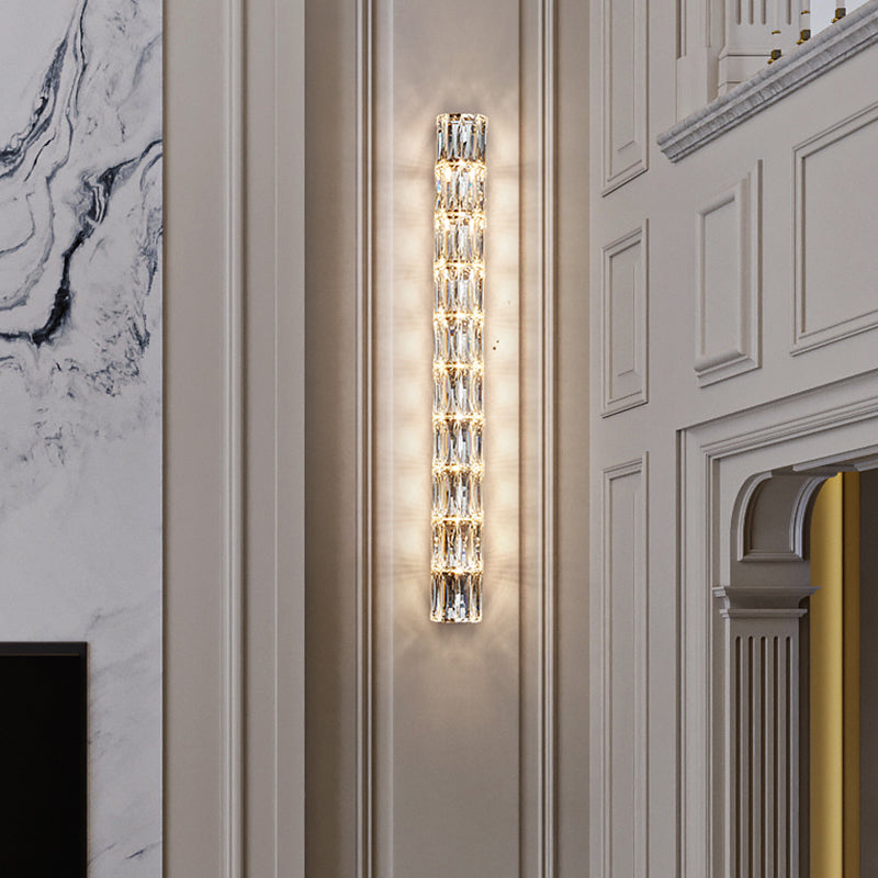 Cylinder Shape Crystal Wall Sconces Modern Multi-Lights Wall Mount Light Fixture