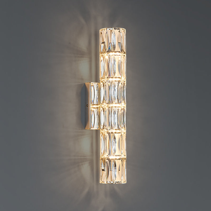 Cylinder Shape Crystal Wall Sconces Modern Multi-Lights Wall Mount Light Fixture