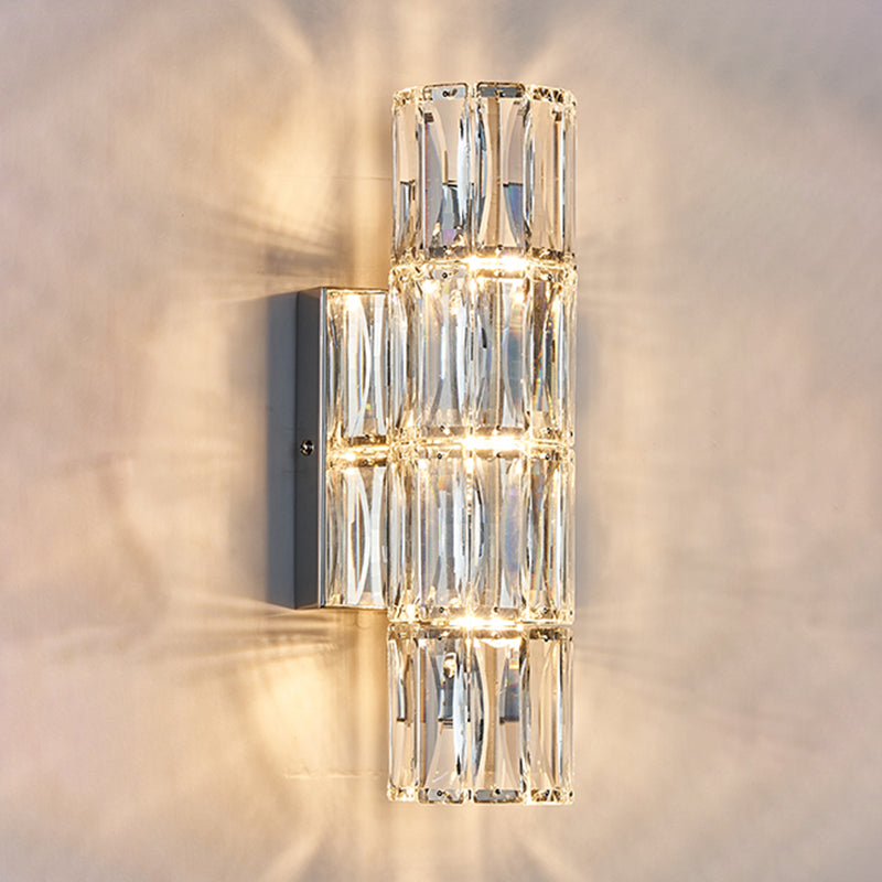 Cylinder Shape Crystal Wall Sconces Modern Multi-Lights Wall Mount Light Fixture