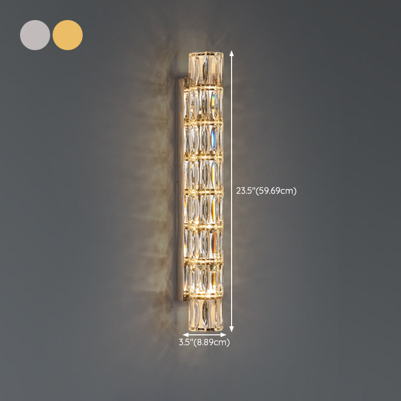 Cylinder Shape Crystal Wall Sconces Modern Multi-Lights Wall Mount Light Fixture