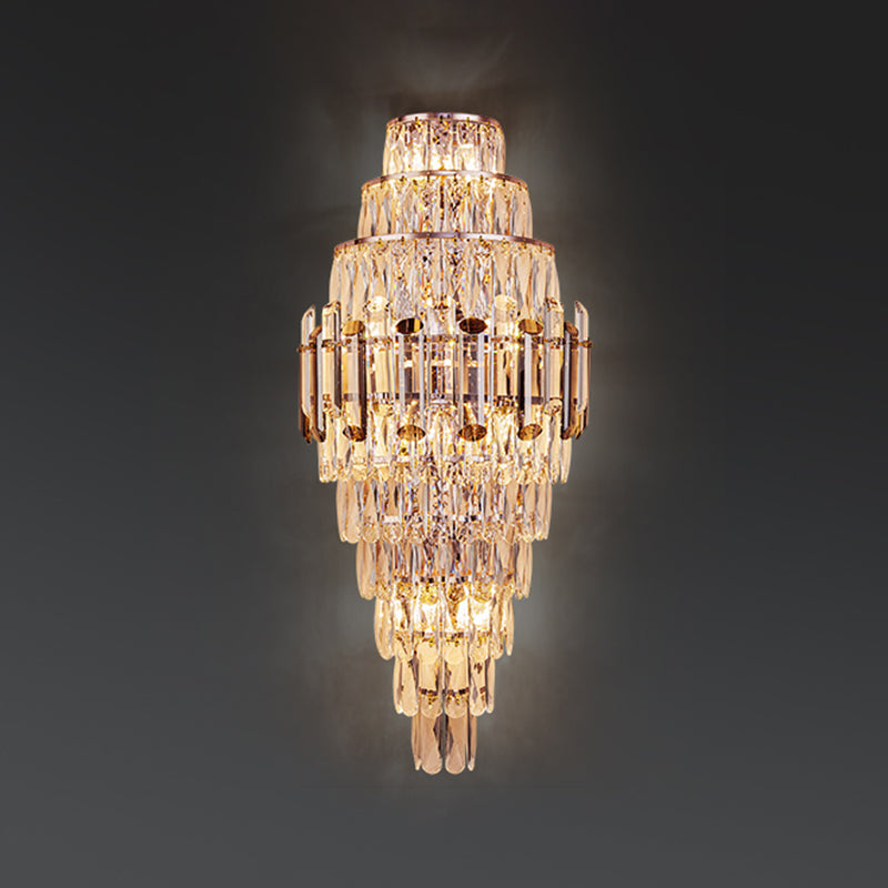 Crystal Geometric Shape Wall Sconces Modern Multi Lights Wall Mount Light Fixture in Gold