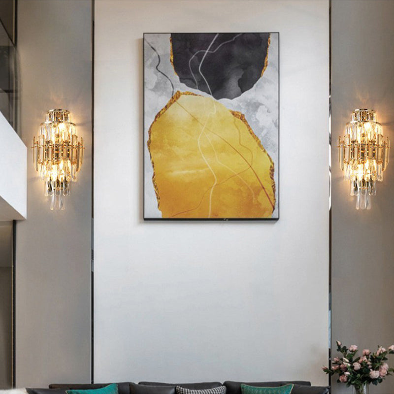 Crystal Geometric Shape Wall Sconces Modern Multi Lights Wall Mount Light Fixture in Gold