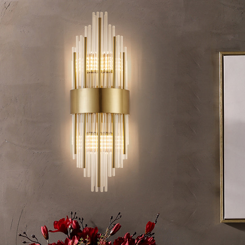 Geometric Shape Crystal Wall Sconces Modern Multi-Lights Wall Mount Light Fixture in Gold