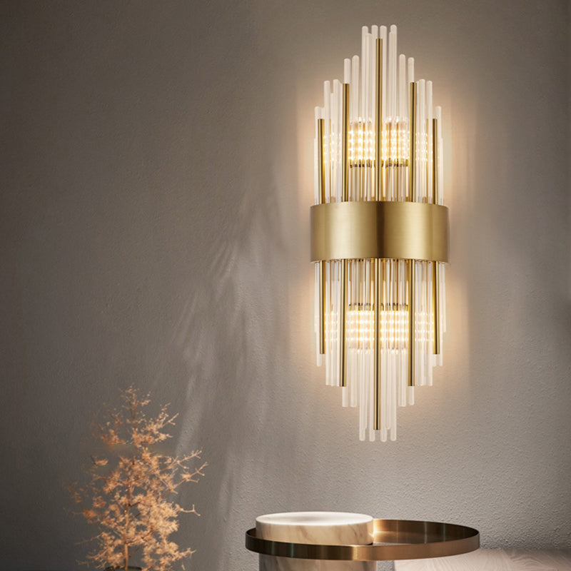 Geometric Shape Crystal Wall Sconces Modern Multi-Lights Wall Mount Light Fixture in Gold