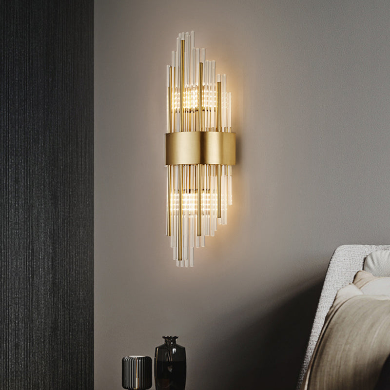 Geometric Shape Crystal Wall Sconces Modern Multi-Lights Wall Mount Light Fixture in Gold