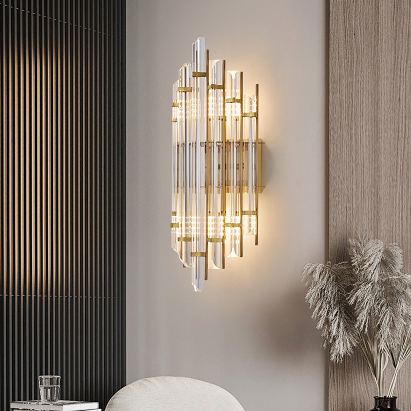Geometric Shape Crystal Wall Sconces Modern Multi-Lights Wall Mount Light Fixture in Gold