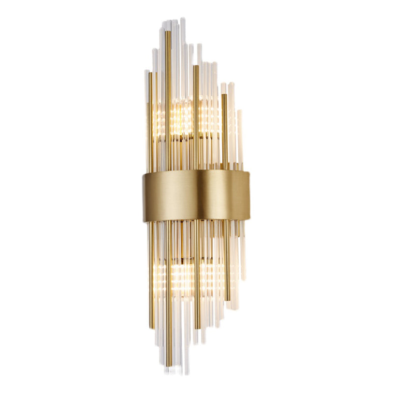 Geometric Shape Crystal Wall Sconces Modern Multi-Lights Wall Mount Light Fixture in Gold