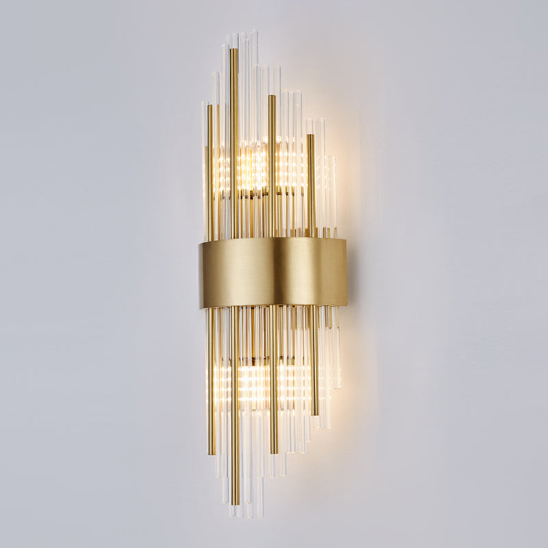 Geometric Shape Crystal Wall Sconces Modern Multi-Lights Wall Mount Light Fixture in Gold