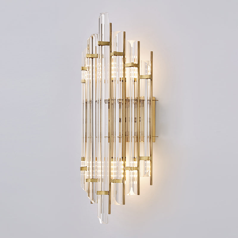 Geometric Shape Crystal Wall Sconces Modern Multi-Lights Wall Mount Light Fixture in Gold