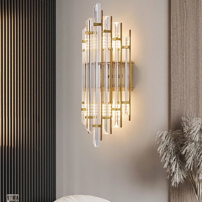 Geometric Shape Crystal Wall Sconces Modern Multi-Lights Wall Mount Light Fixture in Gold