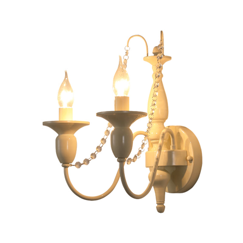 Candle Shape Crystal Wall Sconces Modern 1/2-Light Wall Mount Light Fixture in White