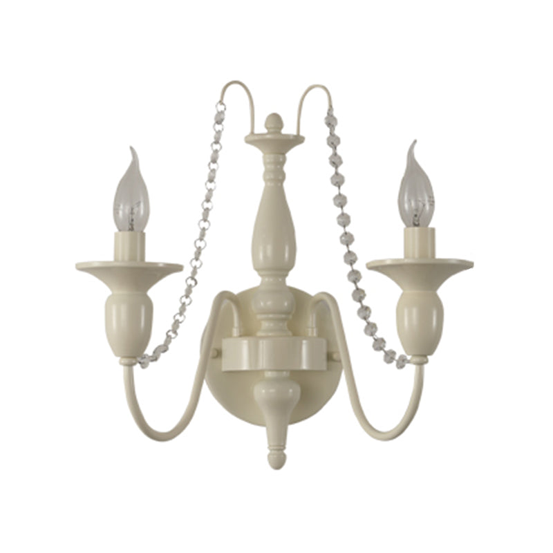 Candle Shape Crystal Wall Sconces Modern 1/2-Light Wall Mount Light Fixture in White