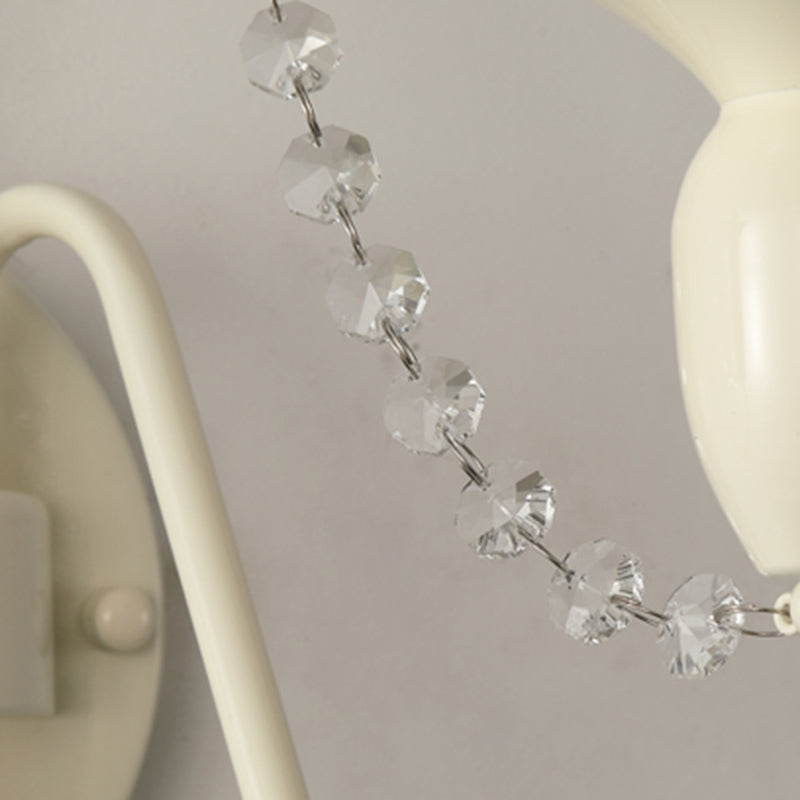 Candle Shape Crystal Wall Sconces Modern 1/2-Light Wall Mount Light Fixture in White