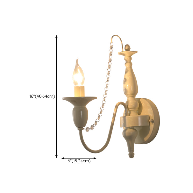 Candle Shape Crystal Wall Sconces Modern 1/2-Light Wall Mount Light Fixture in White