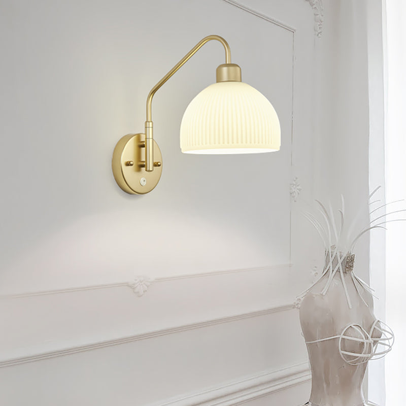 Dome Shape Metal Wall Sconces Modern 1-Light Wall Mount Light Fixture in Gold