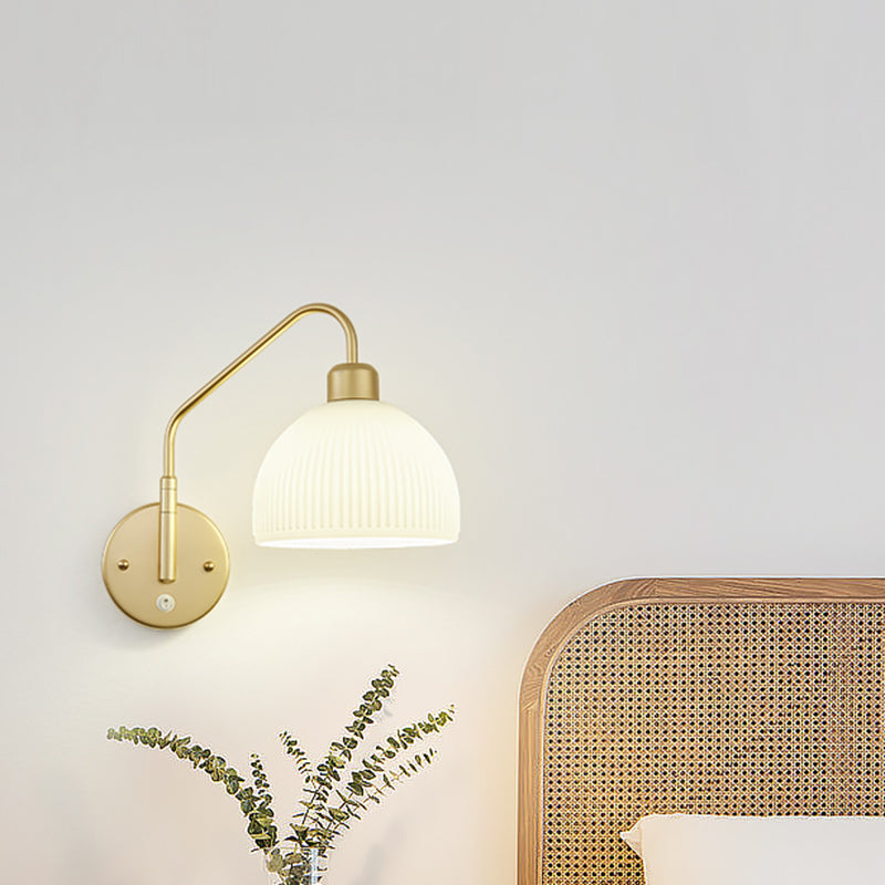 Dome Shape Metal Wall Sconces Modern 1-Light Wall Mount Light Fixture in Gold