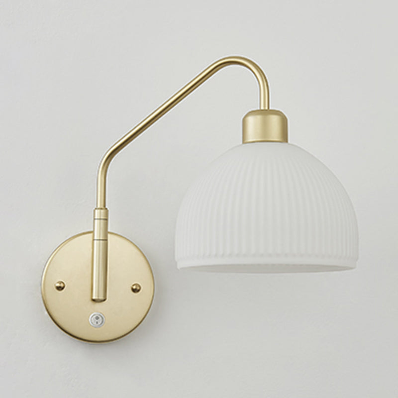 Dome Shape Metal Wall Sconces Modern 1-Light Wall Mount Light Fixture in Gold