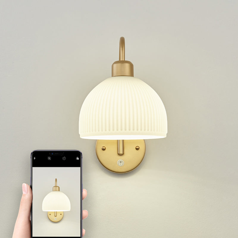 Dome Shape Metal Wall Sconces Modern 1-Light Wall Mount Light Fixture in Gold