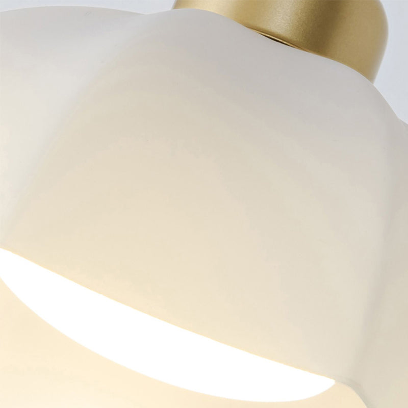 Modern Metal Wall Sconce Geometric Shape Wall Light with Glass Shade in Gold for Bedroom