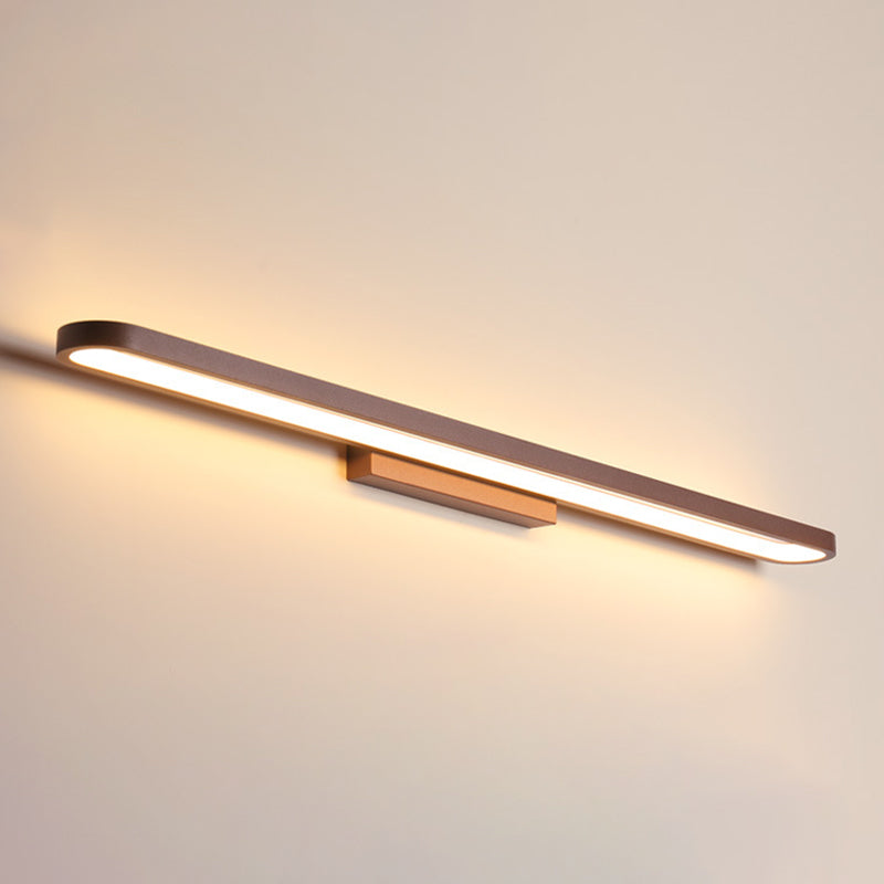 Contemporary LED Mirror Lamp Brown Metal Vanity Wall Light Fixtures for Bathroom