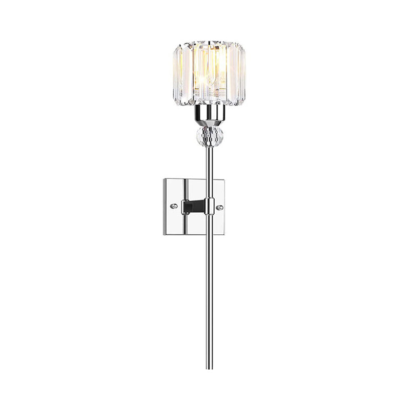 Modernism Single Golden/Chrome Vanity Light Shaded Crystal Bath Bar