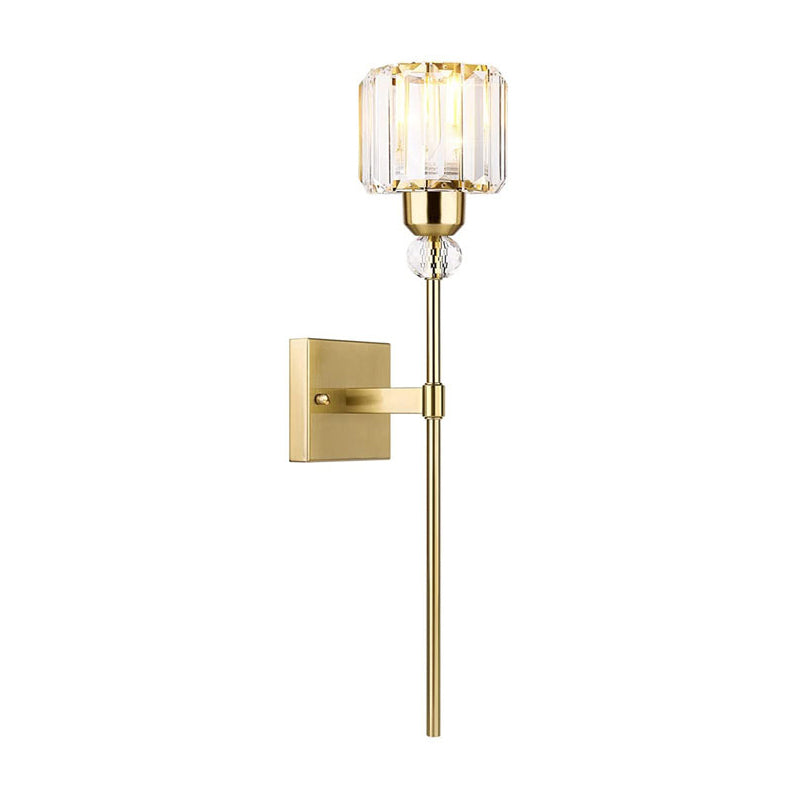 Modernism Single Golden/Chrome Vanity Light Shaded Crystal Bath Bar