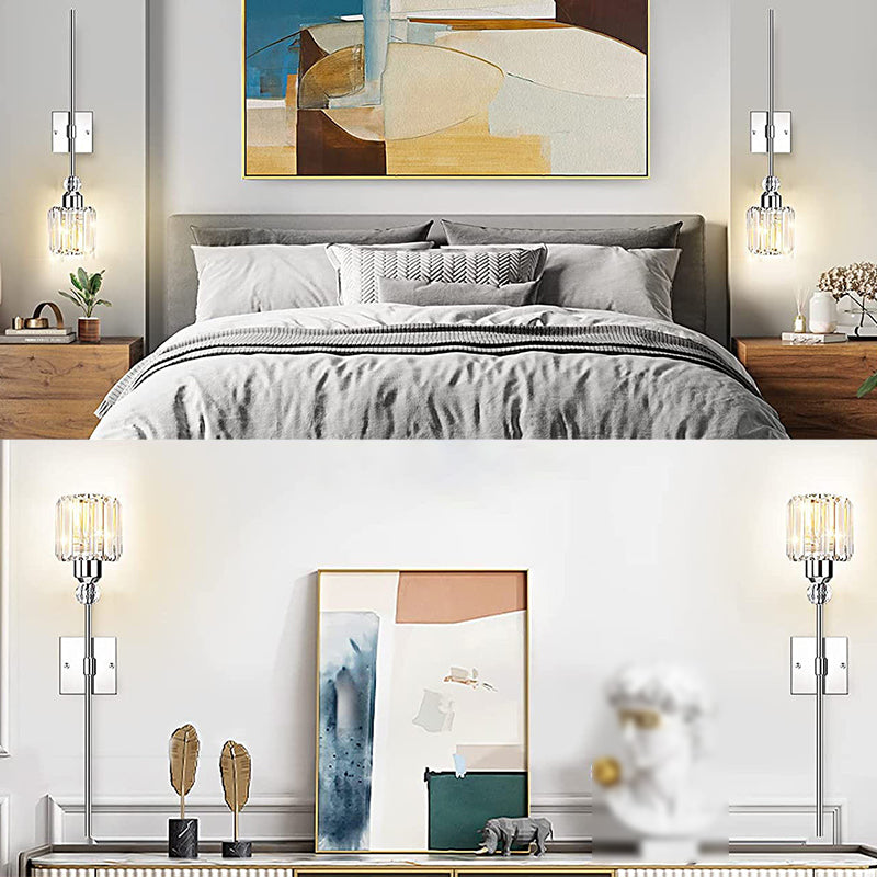 Modernism Single Golden/Chrome Vanity Light Shaded Crystal Bath Bar