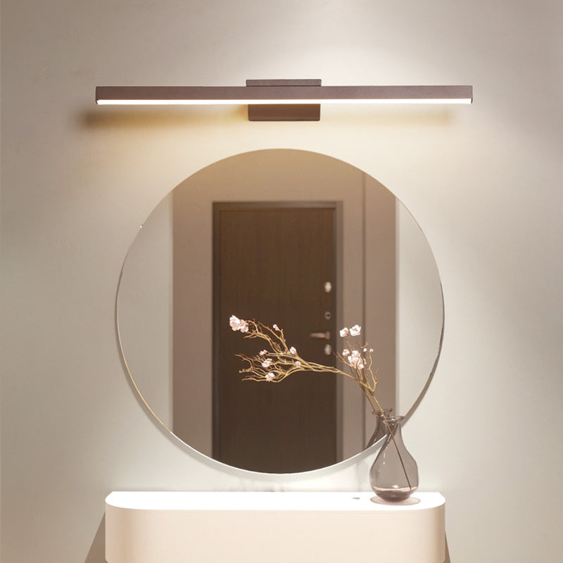 Contemporary Mirror Lamp Brown Metal Vanity Wall Light Fixtures for Bathroom