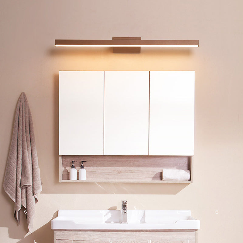 Contemporary Mirror Lamp Brown Metal Vanity Wall Light Fixtures for Bathroom