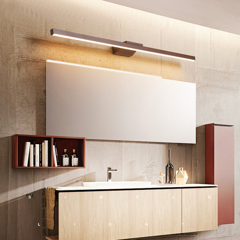 Contemporary Mirror Lamp Brown Metal Vanity Wall Light Fixtures for Bathroom