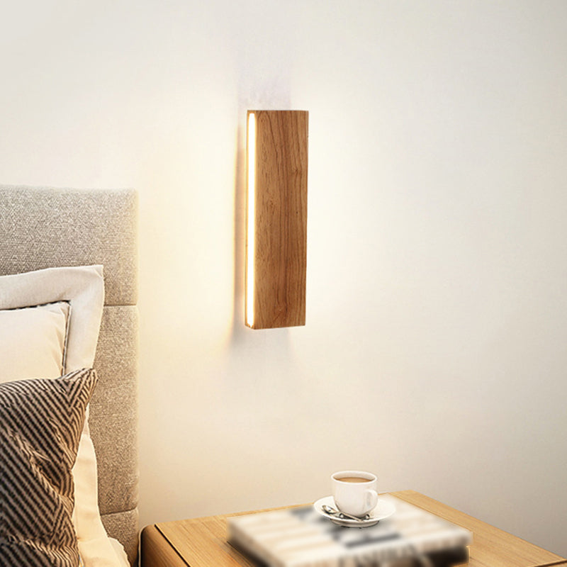 Modernism Single Beige Bathroom Vanity Light Wooden LED Bath Bar