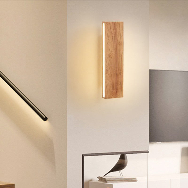 Modernism Single Beige Bathroom Vanity Light Wooden LED Bath Bar