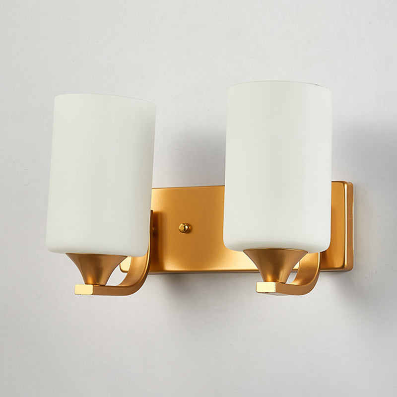 Modernism 1/2-Light Golden Vanity Light Glass Shade Bath Bar