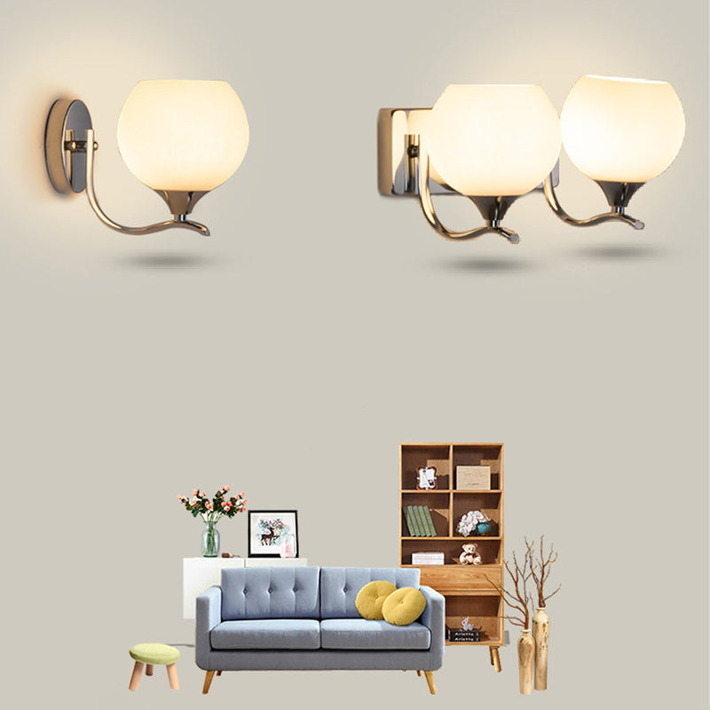 Modernism 1/2-Light Chrome Vanity Light Glass Shaded Bath Bar