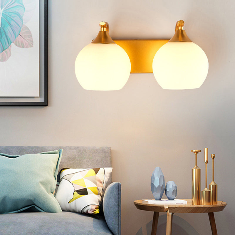 Modernism 1/2-Light Golden Vanity Light Glass Shaded Bath Bar