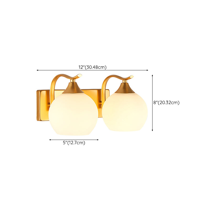 Modernism 1/2-Light Golden Vanity Light Glass Shaded Bath Bar