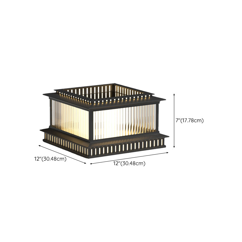 Modern Pillar Lamp Stainless Steel Outdoor Light in Black for Courtyard