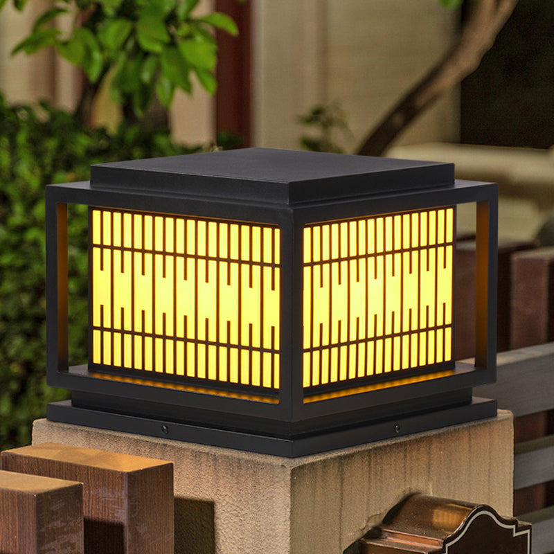 Square Shape Pillar Lamp Modern Outdoor Waterproof Light for Courtyard