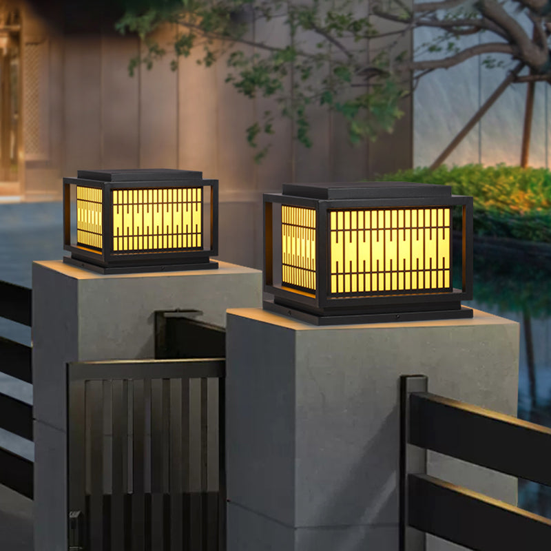 Square Shape Pillar Lamp Modern Outdoor Waterproof Light for Courtyard