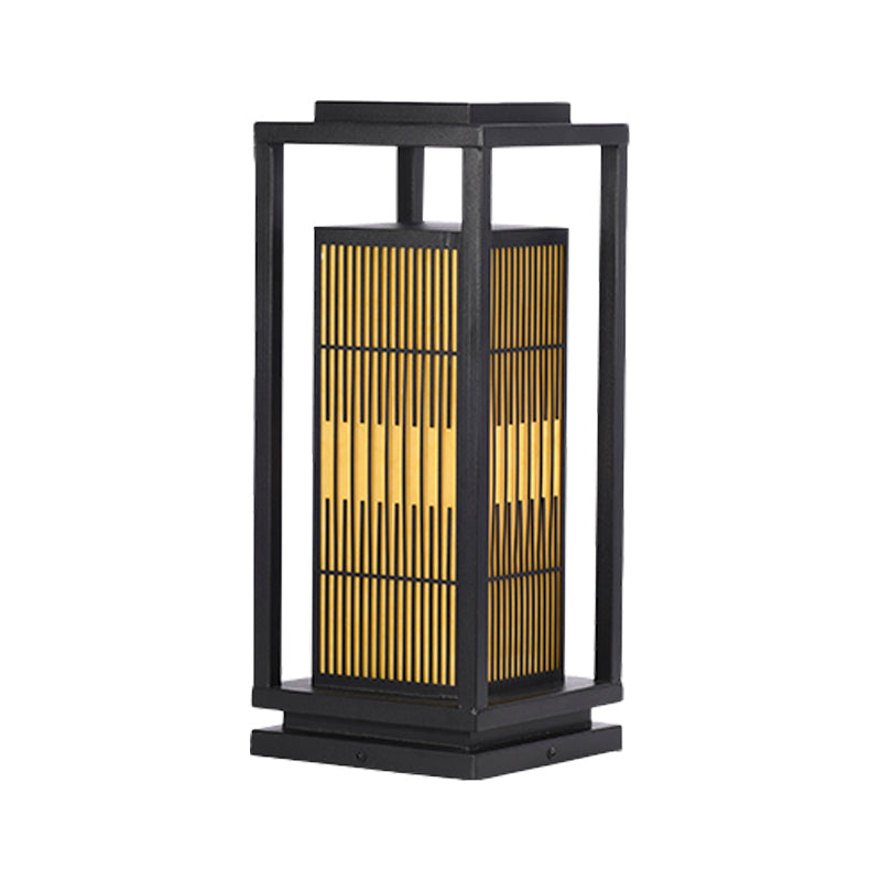 Rectangular Solar Pillar Lamp Black Waterproof Light for Courtyard