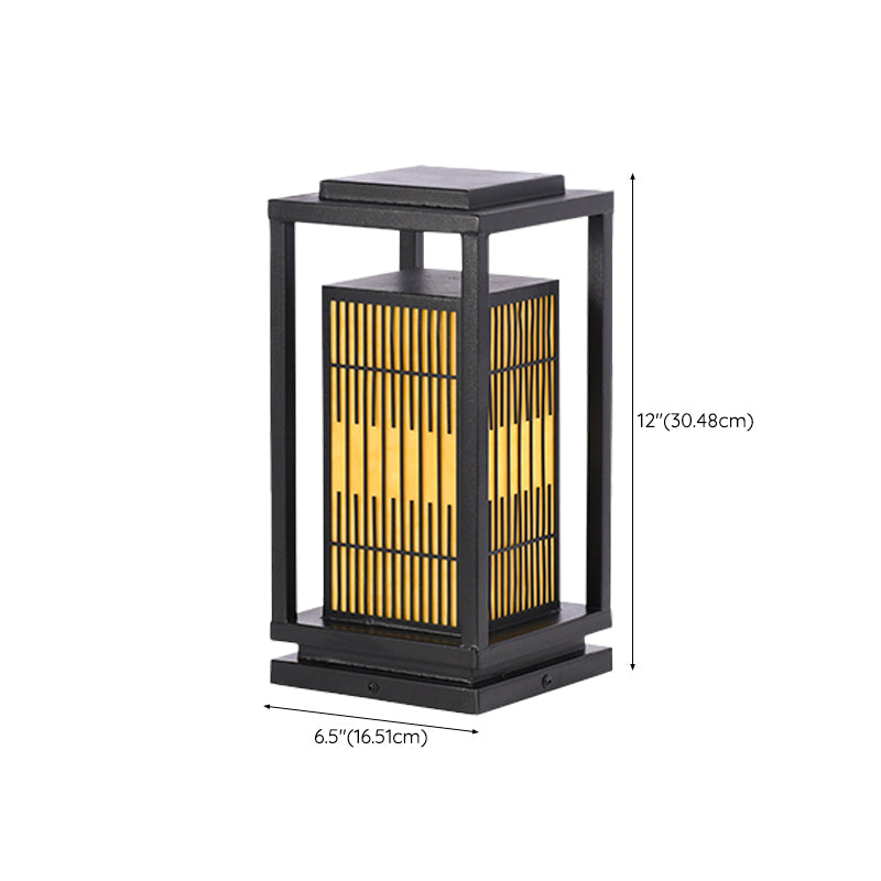 Rectangular Solar Pillar Lamp Black Waterproof Light for Courtyard