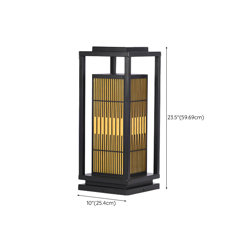 Rectangular Solar Pillar Lamp Black Waterproof Light for Courtyard