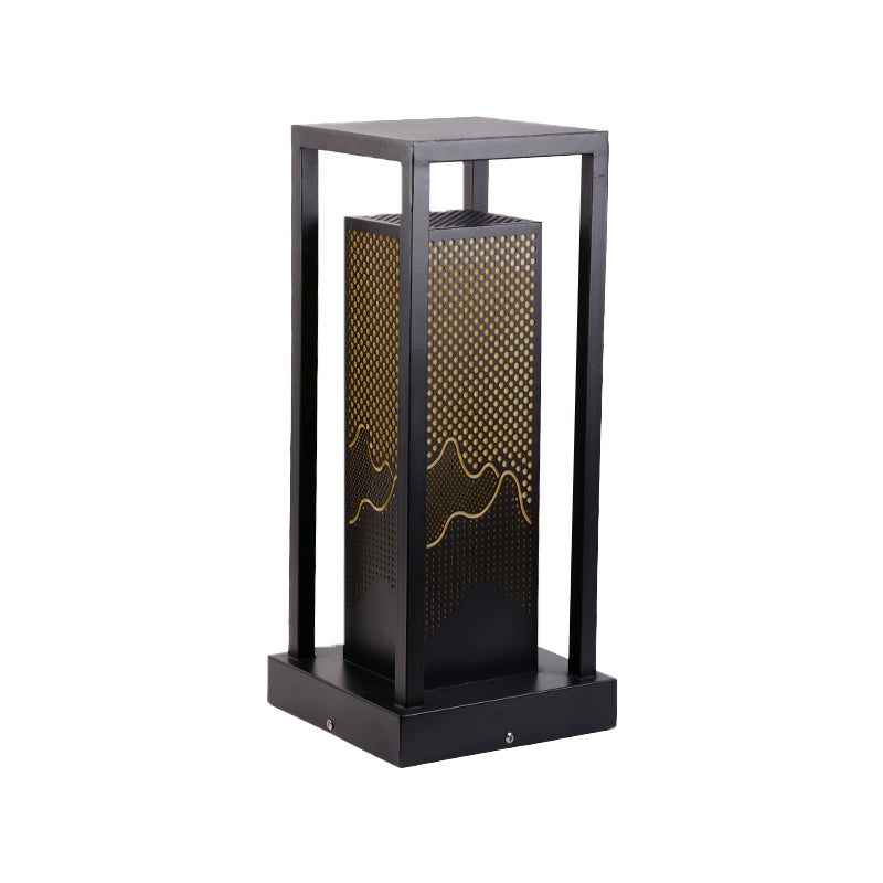Rectangular Pillar Lamp Modern Black Waterproof Light for Courtyard