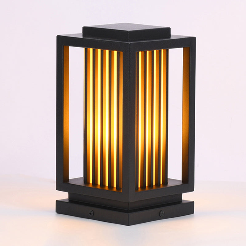 Rectangular Pillar Lamp Modern Black Outdoor Waterproof Light
