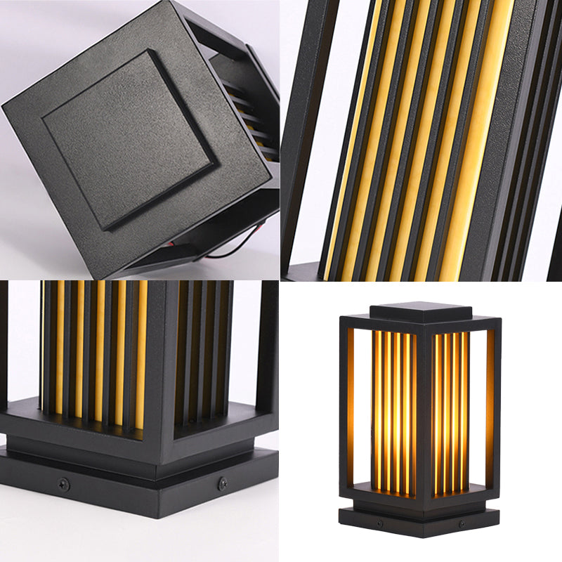 Rectangular Pillar Lamp Modern Black Outdoor Waterproof Light