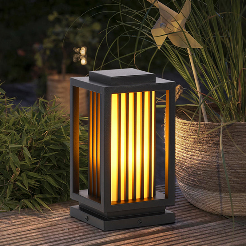 Rectangular Pillar Lamp Modern Black Outdoor Waterproof Light