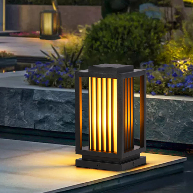 Rectangular Pillar Lamp Modern Black Outdoor Waterproof Light